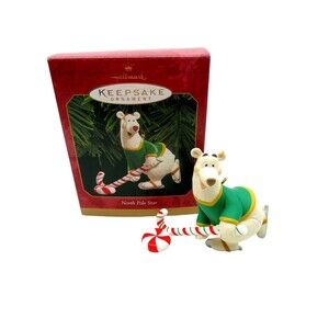 Hallmark Keepsake Ornament North Pole Star Bear Hockey Player Christmas 1999